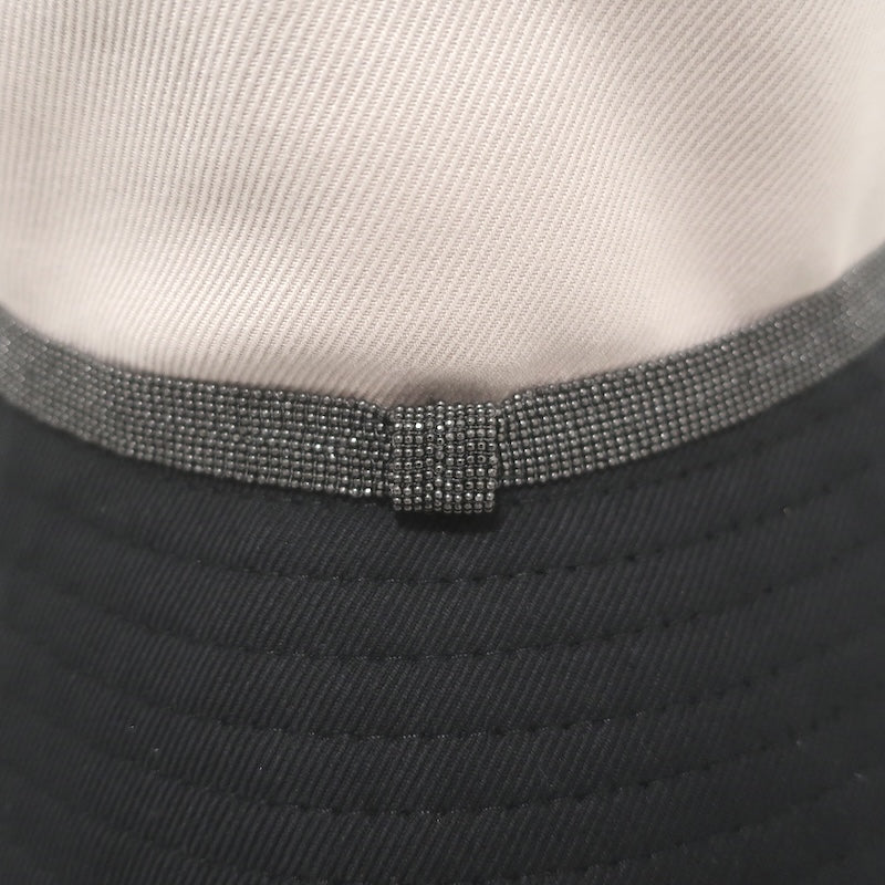 Brunello Cucinelli Monili-Trimmed Bicolor Sun Hat Taupe/Black Canvas Size Medium