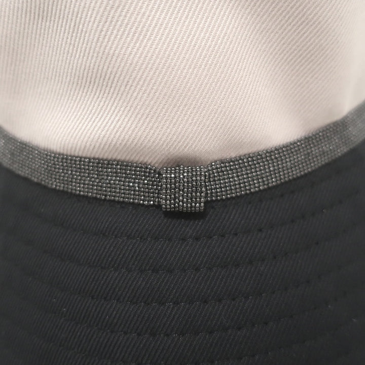 Brunello Cucinelli Monili-Trimmed Bicolor Sun Hat Taupe/Black Canvas Size Medium