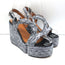 Clergerie Raffia Platform Wedge Sandals Ally Silver Size 36 Slingback Heels NEW
