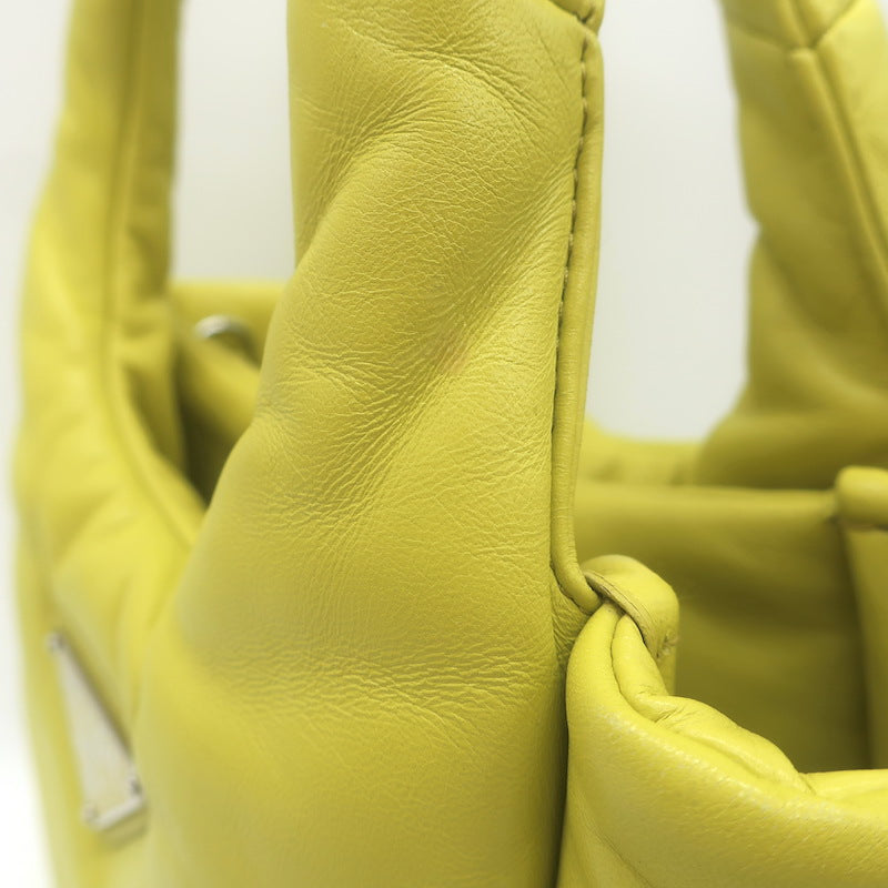 Prada Small Padded Soft Nappa Leather Tote Yellow Crossbody Bag
