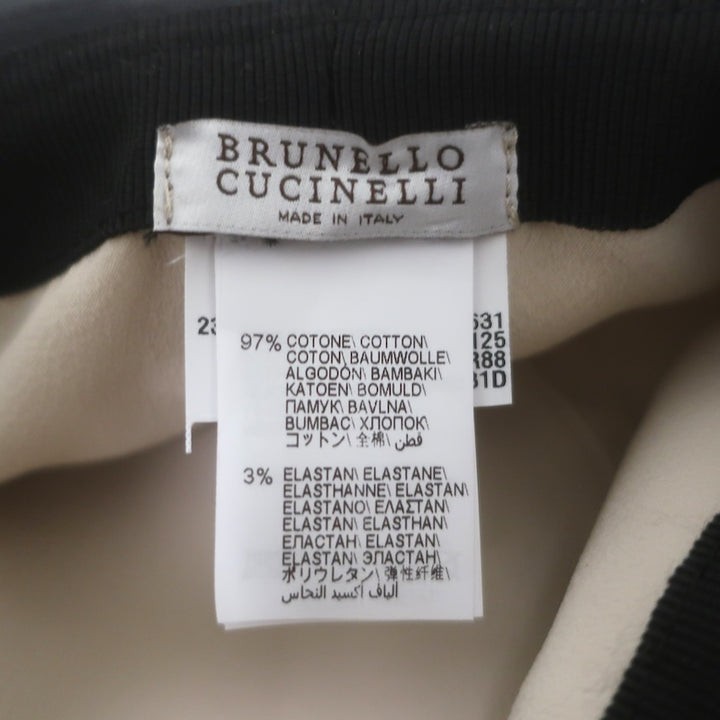 Brunello Cucinelli Monili-Trimmed Bicolor Sun Hat Taupe/Black Canvas Size Medium