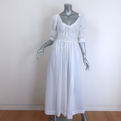 Doen Ischia Puff Sleeve Maxi Dress Salt White Cotton Voile SIze Extra Small