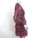 Ulla Johnson Brisa Tiered Mini Dress Purple/Red Metallic Floral Print Size 2
