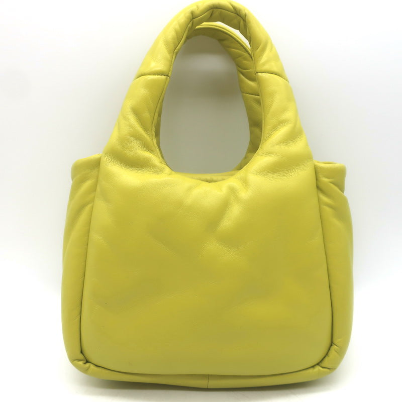 Prada Small Padded Soft Nappa Leather Tote Yellow Crossbody Bag
