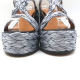 Clergerie Raffia Platform Wedge Sandals Ally Silver Size 36 Slingback Heels NEW