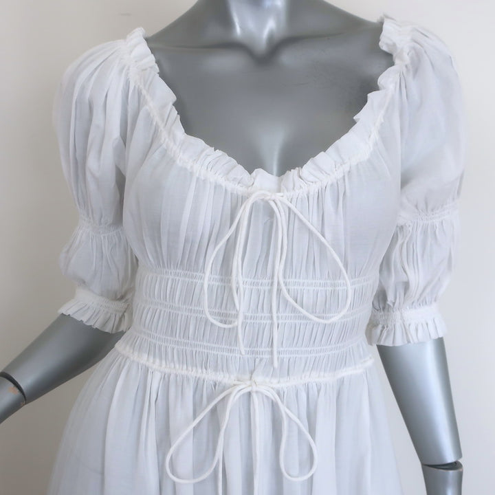 Doen Ischia Puff Sleeve Maxi Dress Salt White Cotton Voile SIze Extra Small