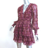Ulla Johnson Brisa Tiered Mini Dress Purple/Red Metallic Floral Print Size 2