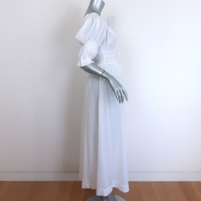 Doen Ischia Puff Sleeve Maxi Dress Salt White Cotton Voile SIze Extra Small