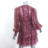 Ulla Johnson Brisa Tiered Mini Dress Purple/Red Metallic Floral Print Size 2