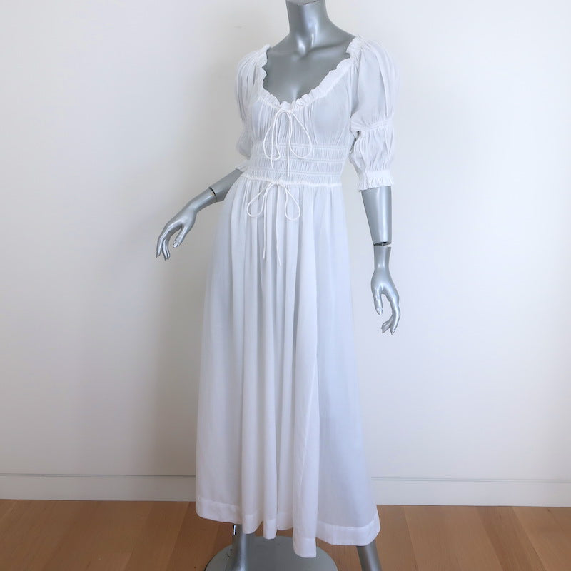 Doen Ischia Puff Sleeve Maxi Dress Salt White Cotton Voile SIze Extra Small