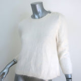 Jenni Kayne Pearl-Embellished Crewneck Sweater Cream Angora-Blend Size Medium