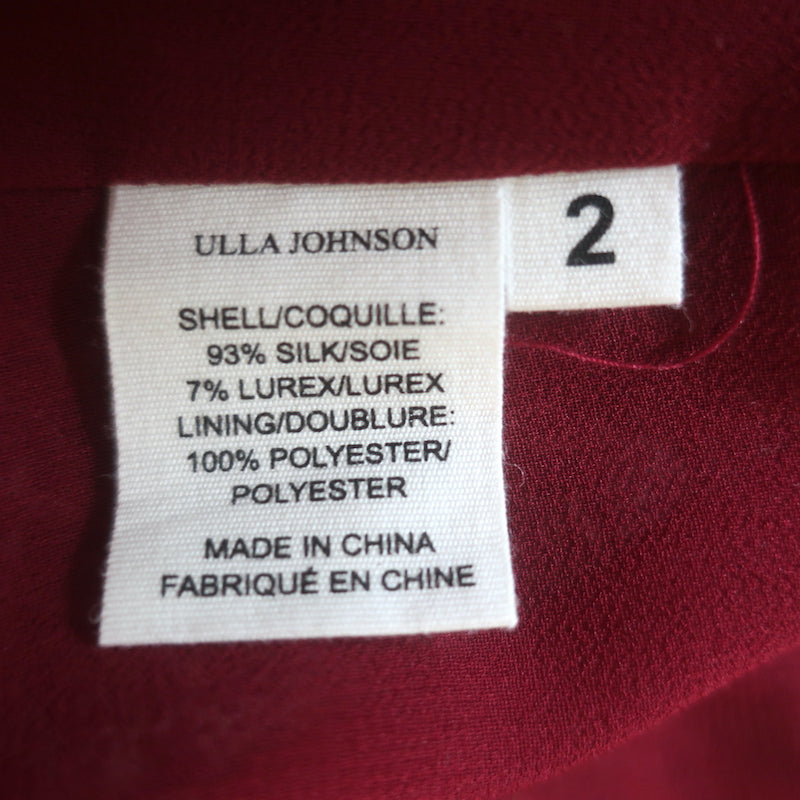 Ulla Johnson Brisa Tiered Mini Dress Purple/Red Metallic Floral Print Size 2