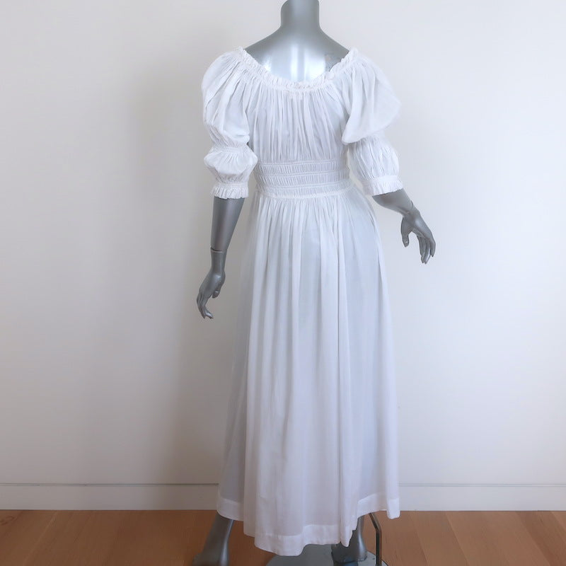 Doen Ischia Puff Sleeve Maxi Dress Salt White Cotton Voile SIze Extra Small