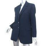 FRAME Oversized Raw Edge Blazer Navy Size Small Two-Button Jacket