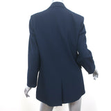 FRAME Oversized Raw Edge Blazer Navy Size Small Two-Button Jacket