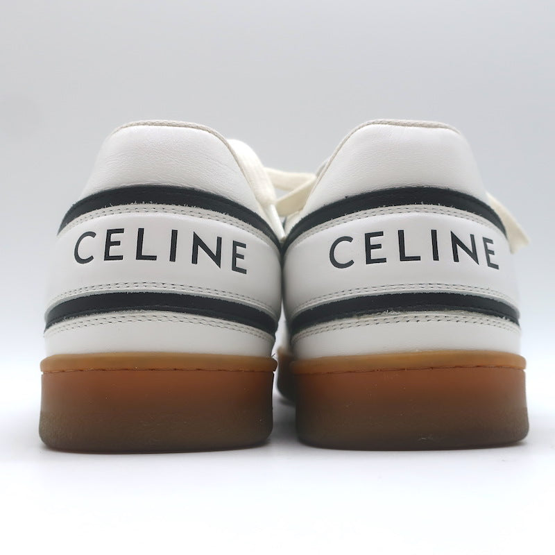 Celine CT-10 Low Top Sneakers White &amp; Black Leather Size 36