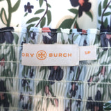 Tory Burch Smocked Tiered Midi Dress Cream Climbing Vines Print Size Small