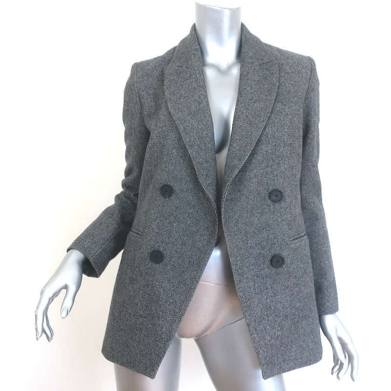 Maje Vogo Double Breasted Blazer Gray Wool-Blend Size 36