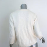 Jenni Kayne Pearl-Embellished Crewneck Sweater Cream Angora-Blend Size Medium