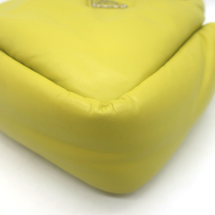 Prada Small Padded Soft Nappa Leather Tote Yellow Crossbody Bag