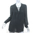 L'Agence Lace-Up Blouse Ynez Black Silk Size Medium Long Sleeve Top