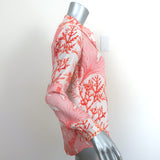 Stella McCartney Eva Blouse Pink Coral Print Silk Size 36 Long Sleeve Top