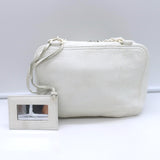 Balenciaga Chain Strap Zip-Around Small Shoulder Bag White Leather