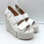 Clergerie Raffia Platform Wedge Sandals White Leather Size 36.5 NEW