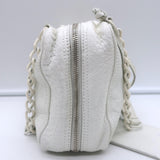 Balenciaga Chain Strap Zip-Around Small Shoulder Bag White Leather