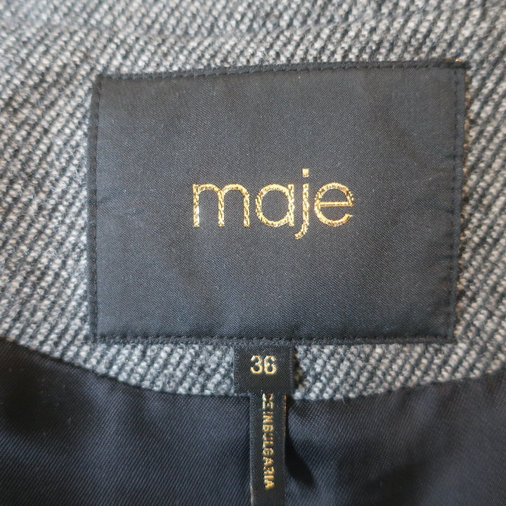 Maje Vogo Double Breasted Blazer Gray Wool-Blend Size 36