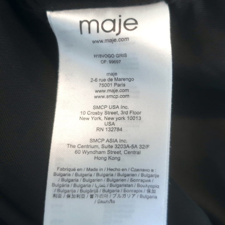 Maje Vogo Double Breasted Blazer Gray Wool-Blend Size 36
