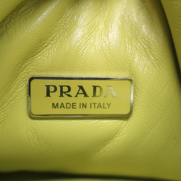 Prada Small Padded Soft Nappa Leather Tote Yellow Crossbody Bag