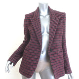 Isabel Marant Etoile Kerstin Houndstooth Blazer Raspberry Virgin Wool Size 36