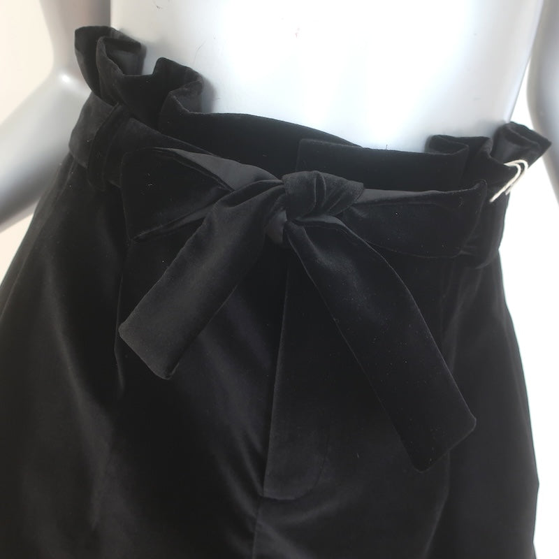 Alice + Olivia Laurine Velvet Paper Bag Shorts Black Size 10 NEW