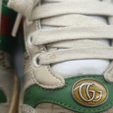 Gucci Screener Distressed Low Top Sneakers Beige Leather & GG Canvas Size 6