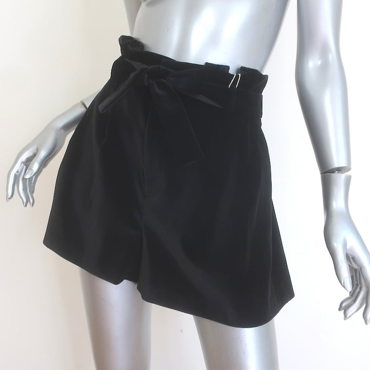 Alice + Olivia Laurine Velvet Paper Bag Shorts Black Size 10 NEW