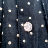 Doen Oleta Lace-Collar Polka Dot Top Black/Ecru Cotton Size Extra Small