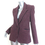 Isabel Marant Etoile Kerstin Houndstooth Blazer Raspberry Virgin Wool Size 36