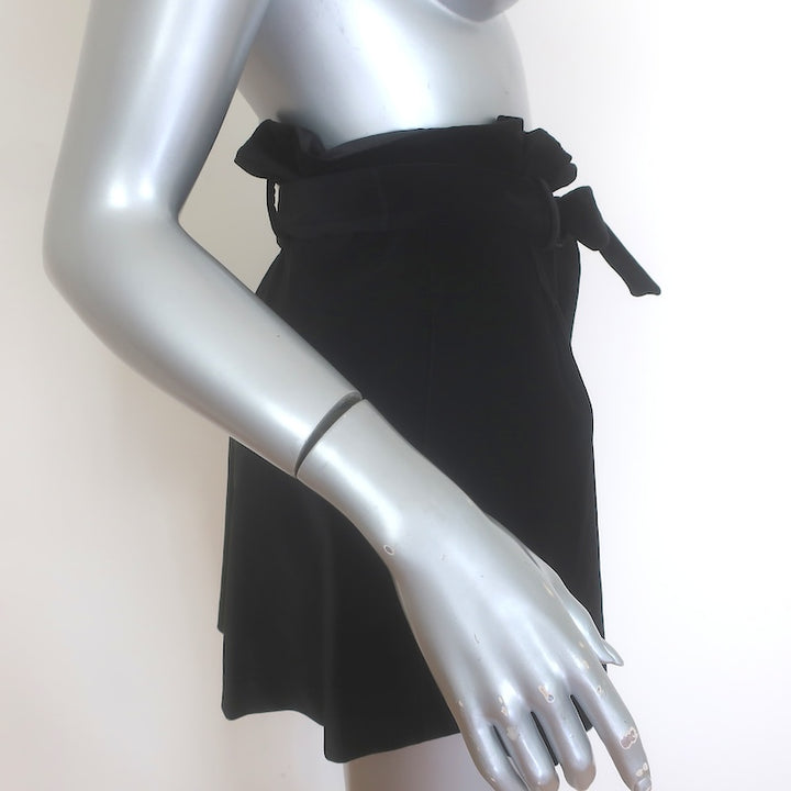 Alice + Olivia Laurine Velvet Paper Bag Shorts Black Size 10 NEW