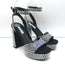Prada Crystal-Embellished Platform Sandals Black Satin Size 36 Ankle Strap Heels