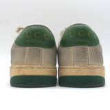 Gucci Screener Distressed Low Top Sneakers Beige Leather & GG Canvas Size 6