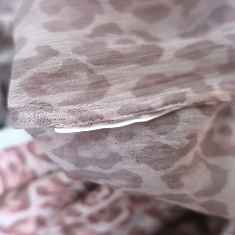 Alessia Zamattio Long Sleeve Dress Pink Leopard Print Ruffled Chiffon Size 42