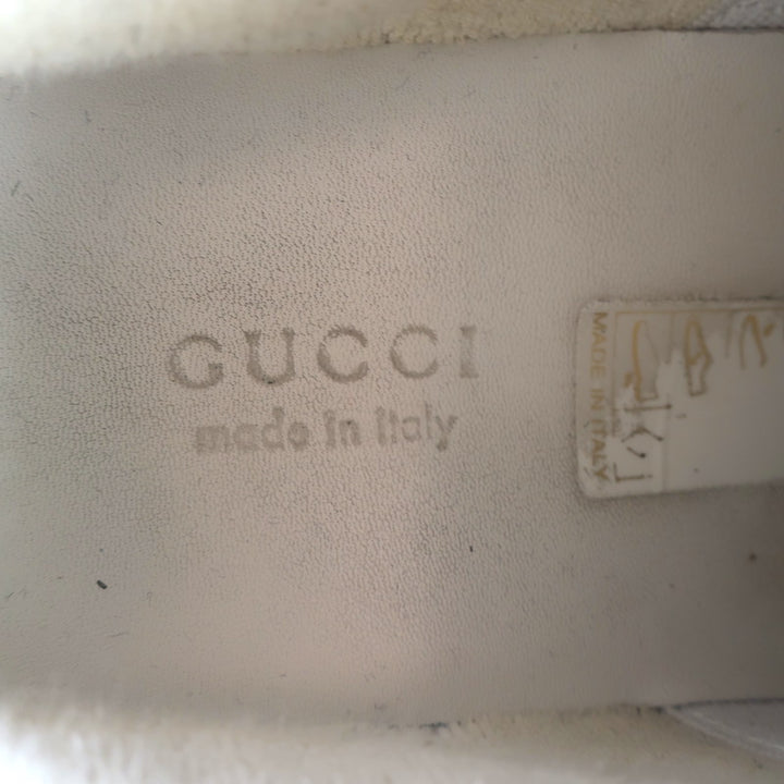 Gucci Screener Distressed Low Top Sneakers Beige Leather &amp; GG Canvas Size 6