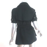 Jenni Kayne Short Sleeve Trench Coat Black Wool Size 0 Belted Jacket