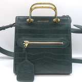 Alexander McQueen The Short Story Croc-Embossed Leather Crossbody Bag Dark Green