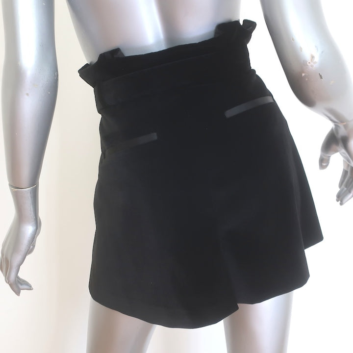 Alice + Olivia Laurine Velvet Paper Bag Shorts Black Size 10 NEW