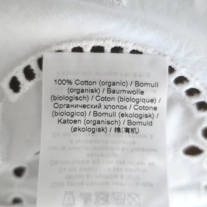 Ganni Broderie Anglaise Balloon-Sleeve Blouse White Cotton Size 38 Open-Back Top