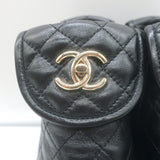 Chanel CC Turn Lock Fold-Over Ankle Boots Black Quilted Leather Size 36.5