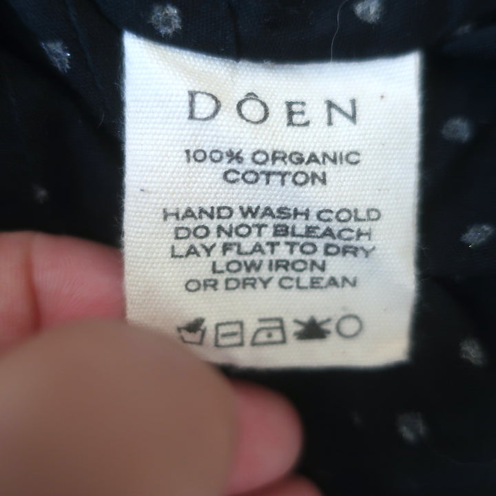 Doen Oleta Lace-Collar Polka Dot Top Black/Ecru Cotton Size Extra Small
