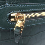 Alexander McQueen The Short Story Croc-Embossed Leather Crossbody Bag Dark Green